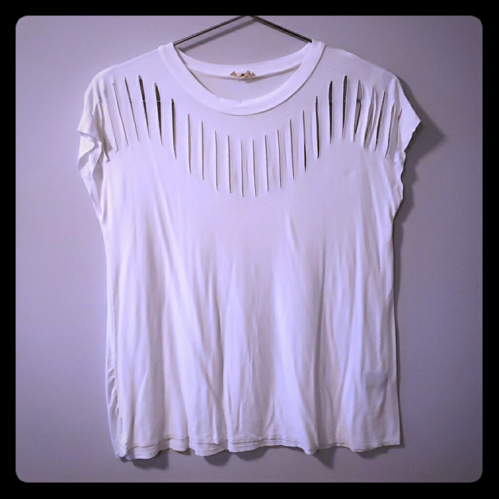 Distressed white t-shirt
